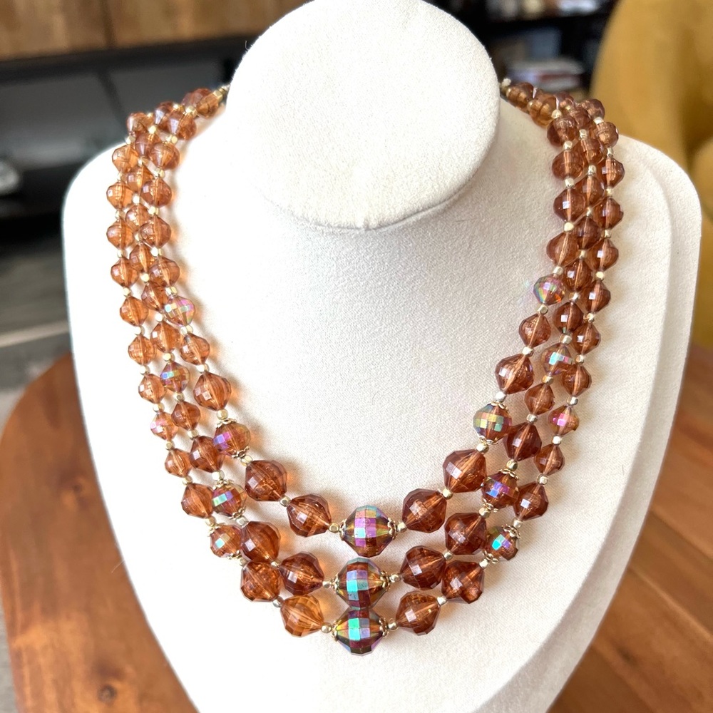 Artisan Amber Tone Multi-strand Beaded Necklace